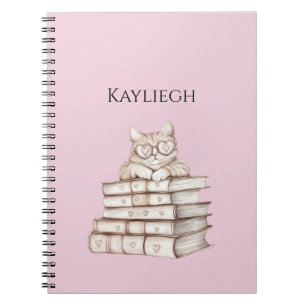 Cuaderno Libros de Gatos Corazón Gafas