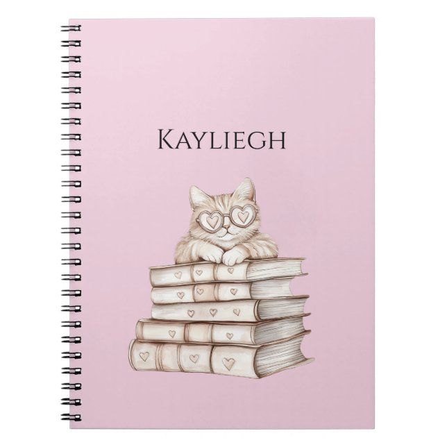 Cuaderno Libros de Gatos Corazón Gafas (Frente)