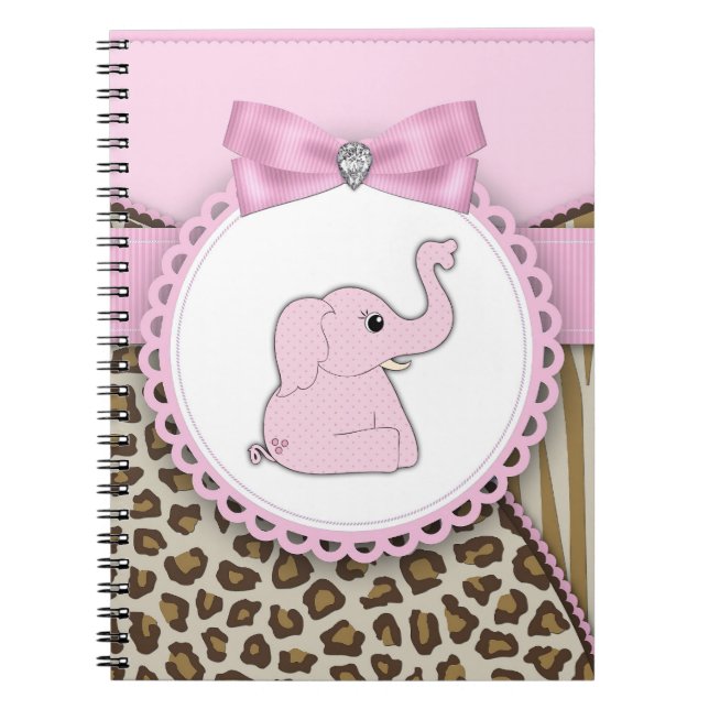 Cuaderno Libros de invitados de Baby Shower para Elefantes  (Frente)
