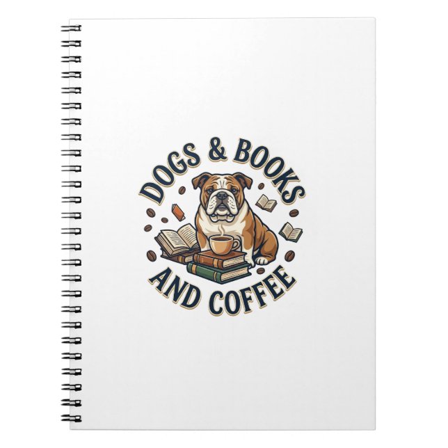 Cuaderno Libros de perros Café Bulldog Taza apilada_1 (Frente)