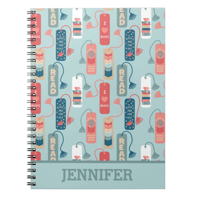 Cuaderno Libros y lectura de marcadores temáticos con patro (Frente)