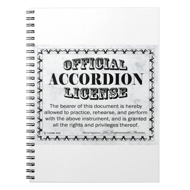 Cuaderno Licencia de acordeón (Frente)