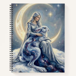 Cuaderno Liebre Luna Diosa Galaxia Celestial Arte Fantástic