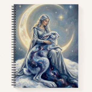 Cuaderno Liebre Luna Diosa Galaxia Celestial Arte Fantástic
