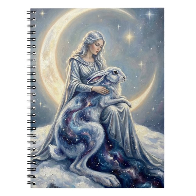Cuaderno Liebre Luna Diosa Galaxia Celestial Arte Fantástic (Frente)