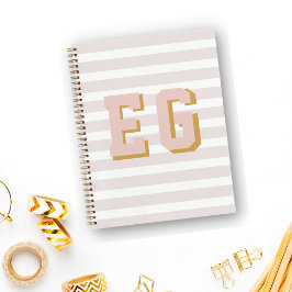 Cuaderno Lienzo de Iniciales de Monograma de moda Rosa Clar