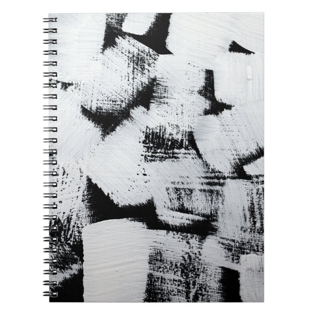Cuaderno Lienzo pintado abstracto blanco negro. (Frente)