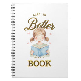 Cuaderno Life is Better with a Book Spiral Notebook
