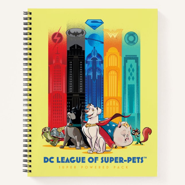 Cuaderno Liga DC de Super Mascotas Metropolis Towers (Anverso)