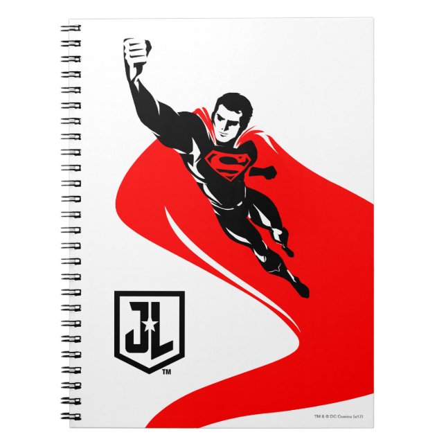 Cuaderno Liga de la Justicia | Superman Flying Noir Pop Art (Frente)