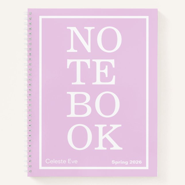 Cuaderno Light Amethyst Purple Modern Big "NOTEBOOK" (Anverso)