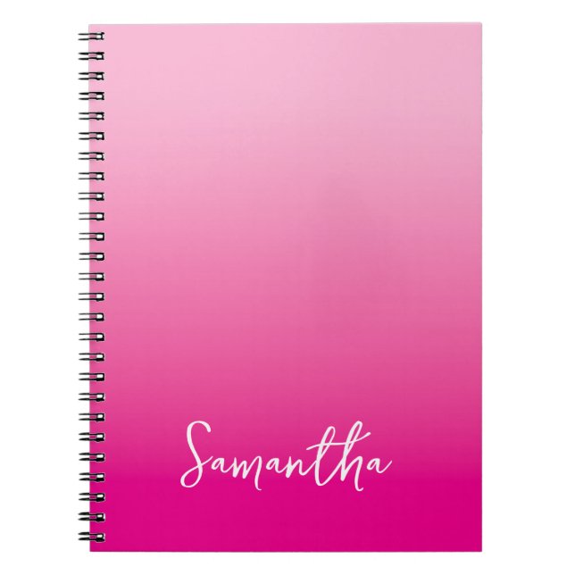 Cuaderno Light and Hot Pink Ombre Script Name (Frente)