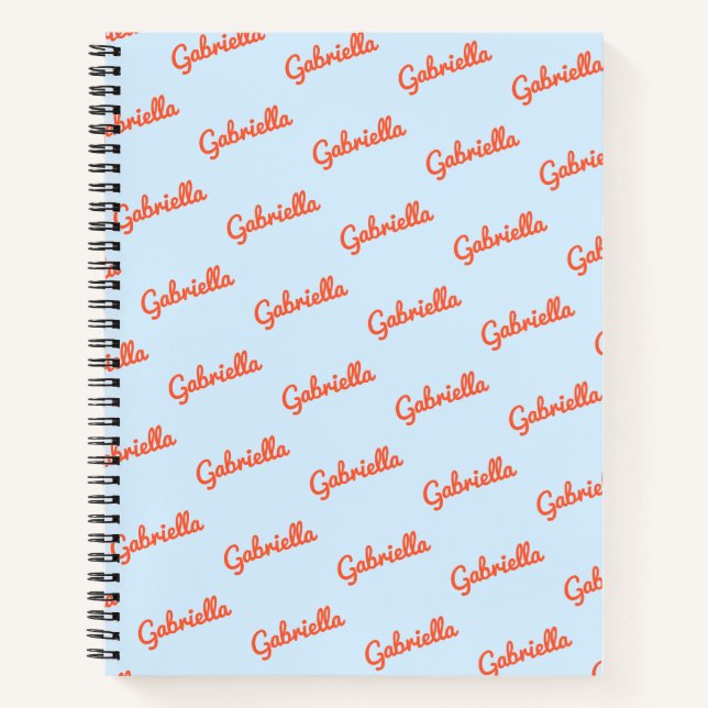 Cuaderno Light Blue Orange Name Personalized Script Notes (Anverso)
