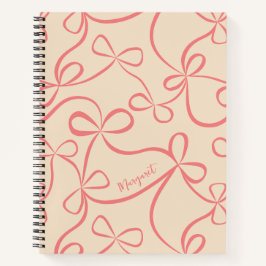Cuaderno Light Pastel Pink Coquette Bow Pattern Custom Name