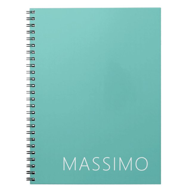 Cuaderno Light Teal Trendy Modern Minimalist Chic Name (Frente)