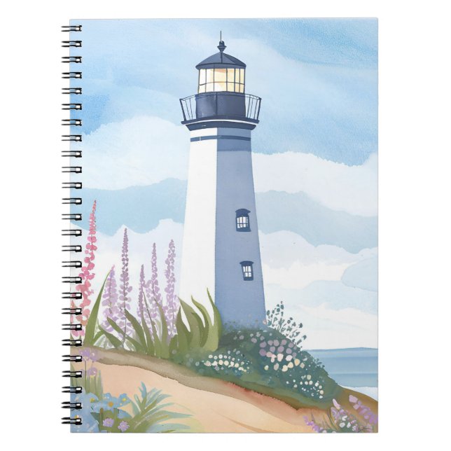 Cuaderno Lighthouse in Bloom | Coastal Watercolor Floral (Frente)