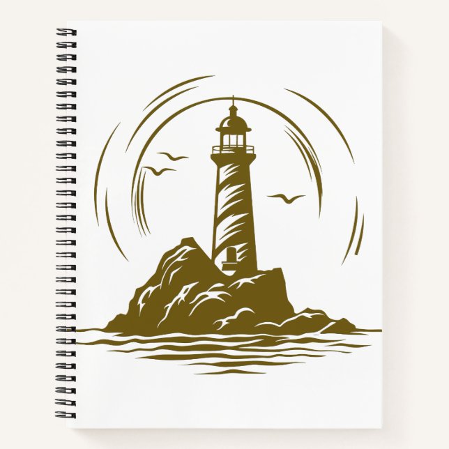 Cuaderno Lighthouse Ocean World Travel Adventure Vector Art (Anverso)
