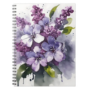 Cuaderno Lila - Flores de acuarela