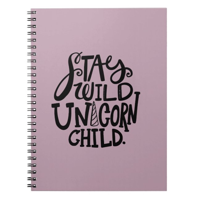 Cuaderno Lila Lavanda Unicornio Mantén Salvaje (Frente)