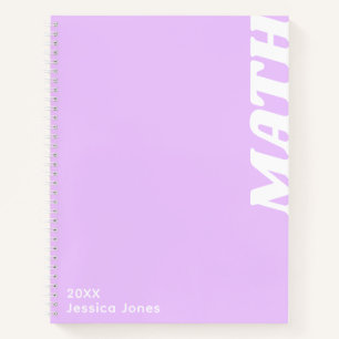 Cuaderno Lila Minimalista Texto Vertical Asignatura Escolar