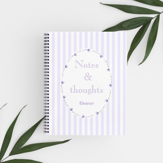 Cuaderno Lila Morado Blanco Estética Coqueta Monograma (Subido por el creador)