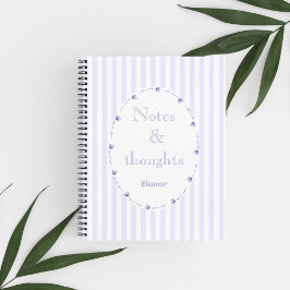 Cuaderno Lila Púrpura Blanco Coqueta Estética Monograma