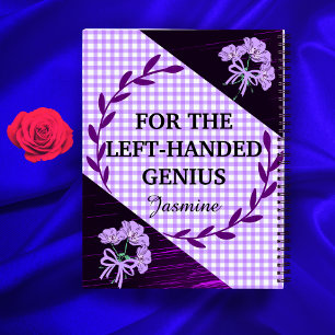 Cuaderno Lila Zurda de Cuadros Floral Escuela Personalizada