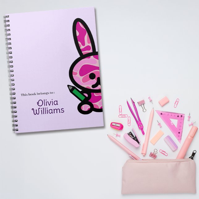 Cuaderno Lilac Cute Camouflage Bunny Rabbit Nombre personal (Subido por el creador)