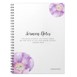 Cuaderno Lilac Flowers Personalized Sermon Notes Journal