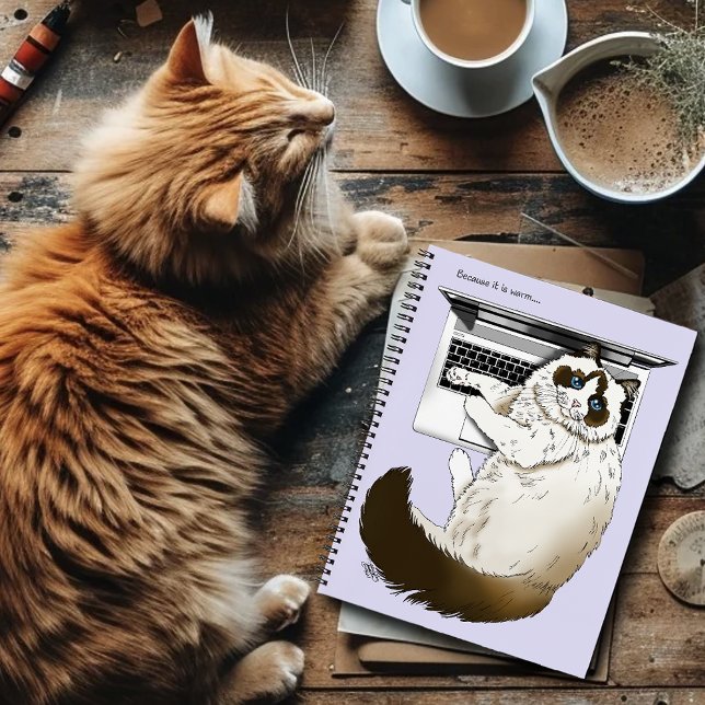 Cuaderno Lilac Laptop Cat Funny Cute (Subido por el creador)