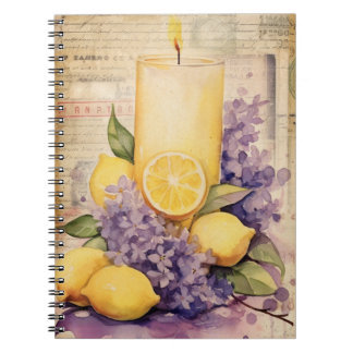Cuaderno Lilac, Lemon Y Espiral De Velas