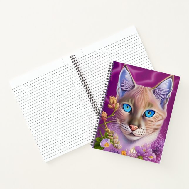 Cuaderno Lilac Lynx señala gato siamés en violeta (Interior)