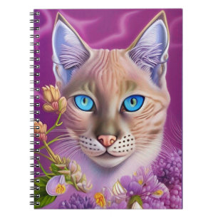 Cuaderno Lilac Lynx señala gato siamés en violeta