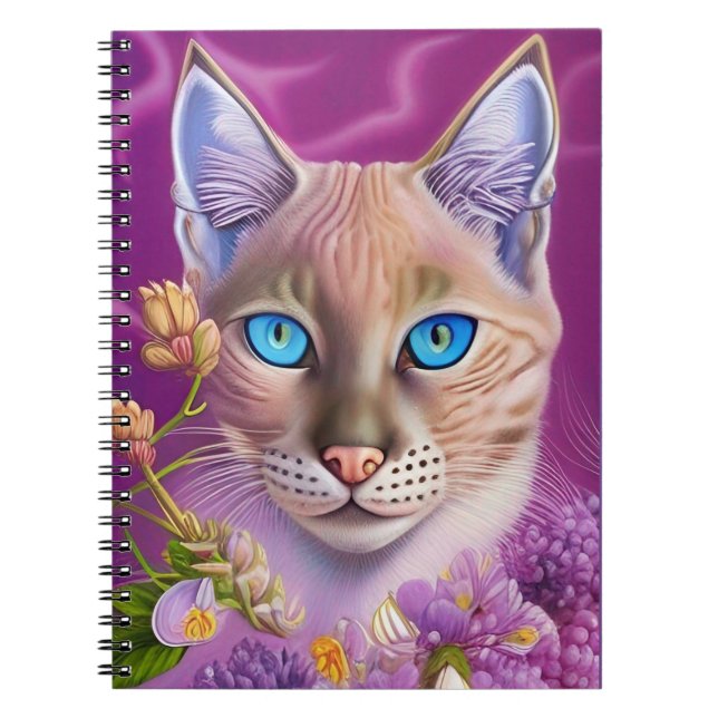 Cuaderno Lilac Lynx señala gato siamés en violeta (Frente)