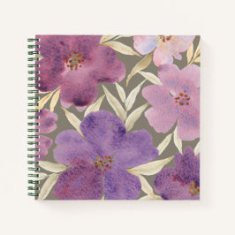 Cuaderno Lilacs sobre fondo verde acuarela