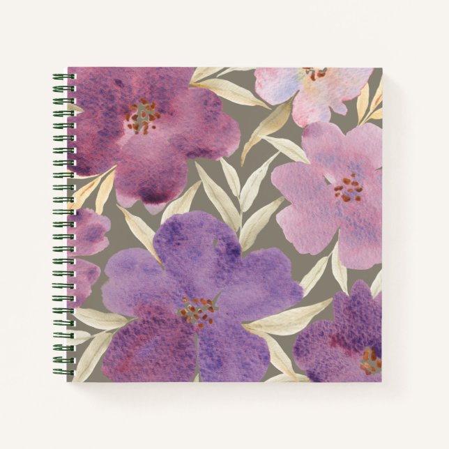 Cuaderno Lilacs sobre fondo verde acuarela (Anverso)