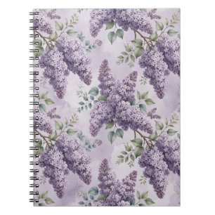 Cuaderno Lilas Flores de Lila Verde Salvia Lavanda Polvorie