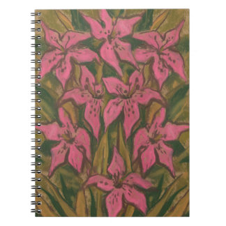 Cuaderno Lilies rosas, pintura pastel, flores, arte floral