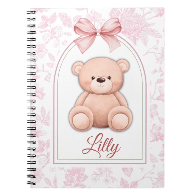 Cuaderno Lilly | Diseño de guardería de osito rosado person (Frente)