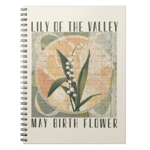 Cuaderno Lily de la Flor del Mes de Nacimiento del Retro de