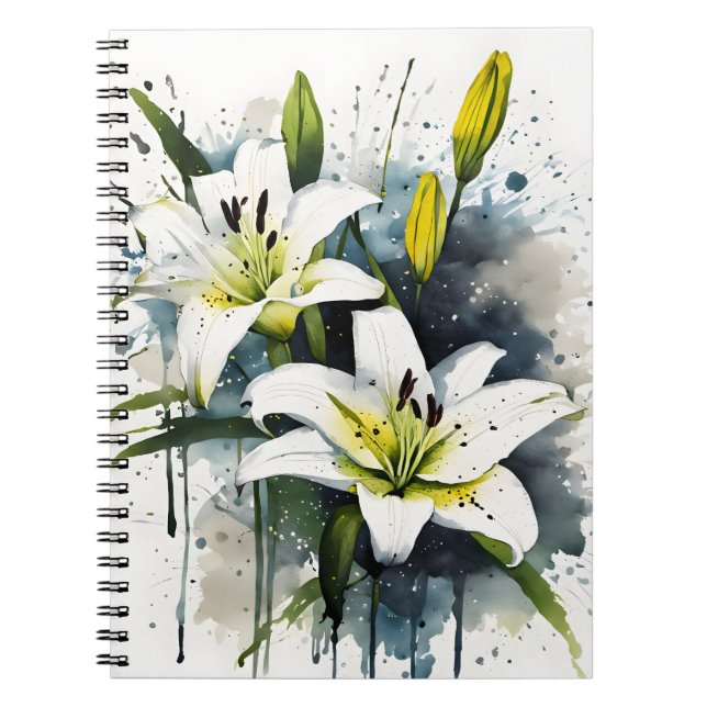 Cuaderno Lily - Flores de acuarela (Frente)