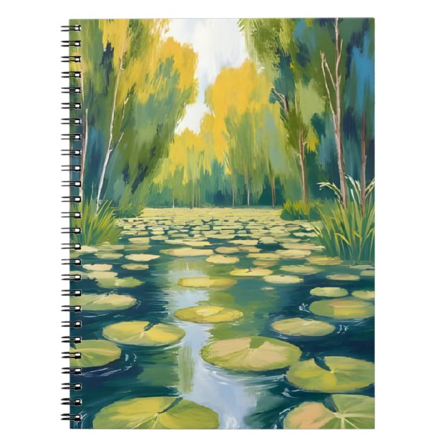 Cuaderno Lily Pad Pond | Green Watercolor Nature (Frente)