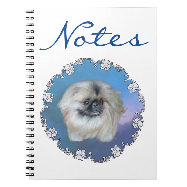 Cuaderno Lily pequinés sobre azul (Frente)