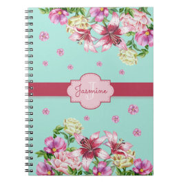 Cuaderno Lily y Peony Floral Aqua