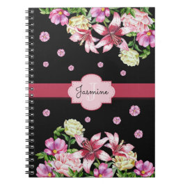 Cuaderno Lily y Peony Floral Black
