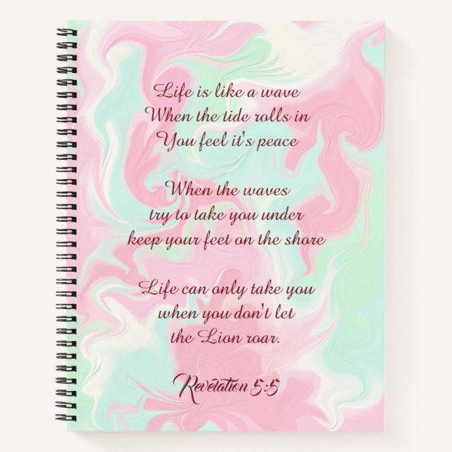 Cuaderno Lime Blend Marble Journal. La vida es como una ola (Anverso)
