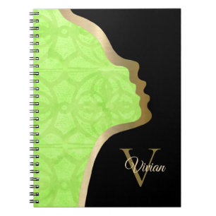 Cuaderno Lime Green Black And Gold Face