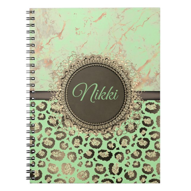 Cuaderno Lime Green Marble Purpurinoso Leopardo (Frente)
