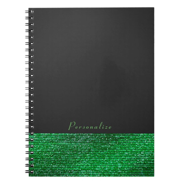 Cuaderno Lime Green Modern Glam Sequins Elegante Personaliz (Frente)