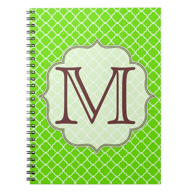 Cuaderno Lime Green Quaterfoil Latti Monograma (Frente)